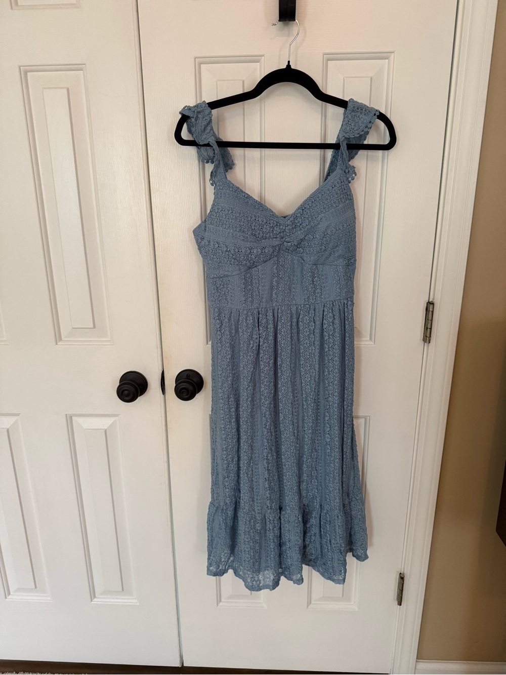 Lily Rose juniors dusk, blue lace dress with built-in cups